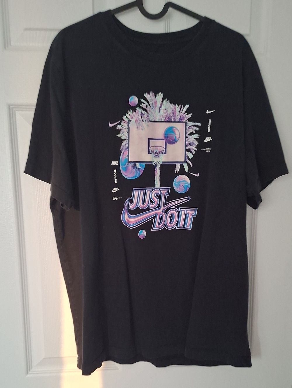 Nike Black Tee with Pastel 'Just Do It' Graphic